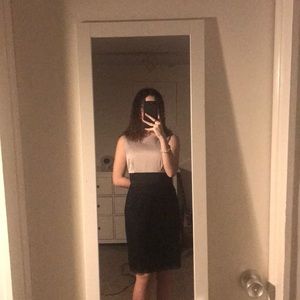 silvery gray and black lace dress